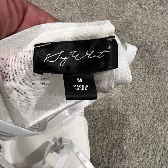 Say What White Lace Corset Top with Zipper back size Medium - Picture 2 of 5